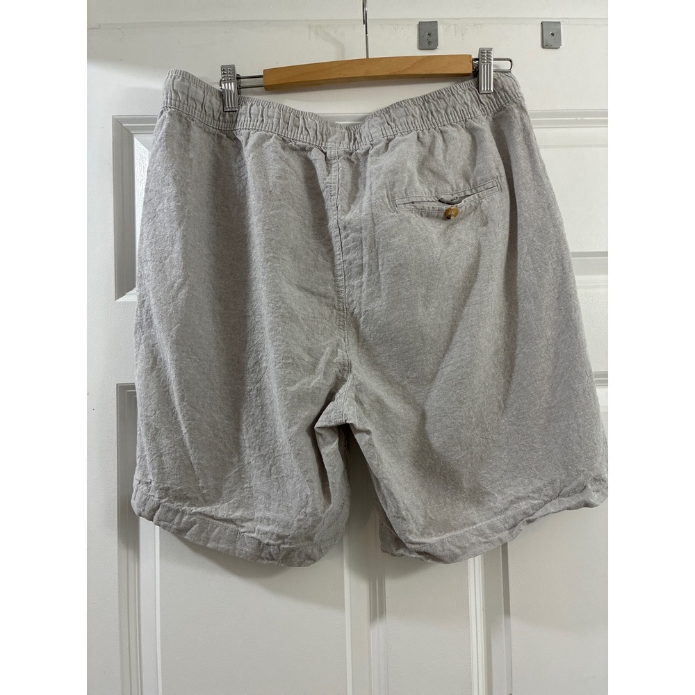 Tenth + Ocean Mens XL Washable Linen Blend Drawstring Shorts Light Grey Casual - Picture 2 of 5